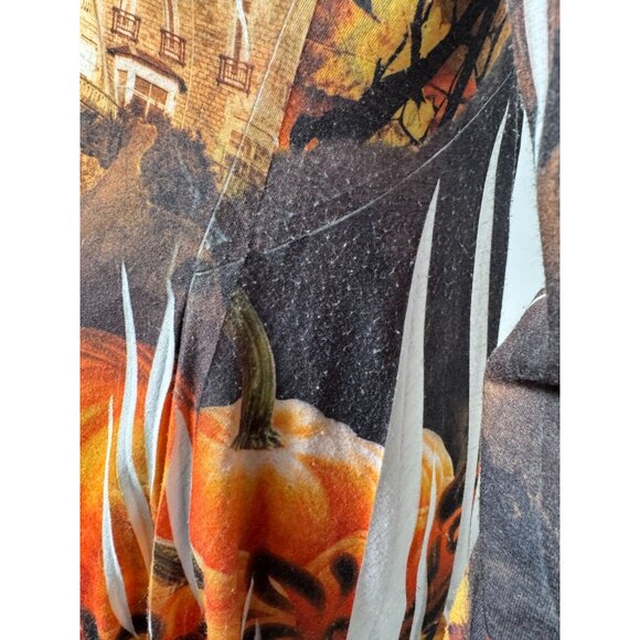 Halloween Castle & Cat Print Long Sleeve Tunic Top - Picture 14 of 16